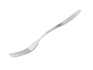 Steel fork on a white background, kitchen utensils, 3D illustration.