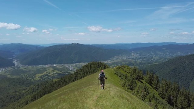 Personal Perspective of Walking on a Path in the Mountains, Steady Cam Shot. Pov of Hiker Walking on Trail