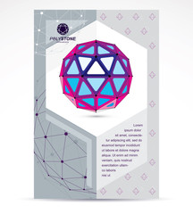 Fototapeta premium Digital technologies company advertising flyer. Abstract vector 3d geometric colorful low poly object.