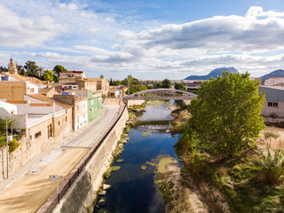 Girona river in Beniarbeig town, Spain