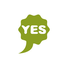 Green yes checkmark, right. Vector voting sign, choice metaphor isolated on white.