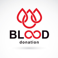 Vector blood donation inscription created with limitless symbol. Save life and donate blood conceptual illustration.