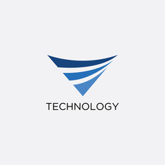 Abstract technology letter V logo design template.