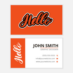 hello hand lettering business card template