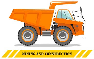 Off-highway truck. Heavy mining machine and construction equipment. Vector illustration.