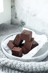 Homemade raw milk free, sugar free vegan chocolate brownies or fudge
