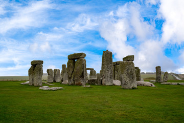 Stonehenge with Blue Sky landscape, England ,Stonehenge is the world&acirc;&euro;&trade;s most famous prehistoric monument. It consists of a ring of standing stones, with each standing stone around 13 feet