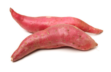 sweet potatoes on the white background