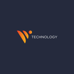 Abstract technology letter V logo design template.