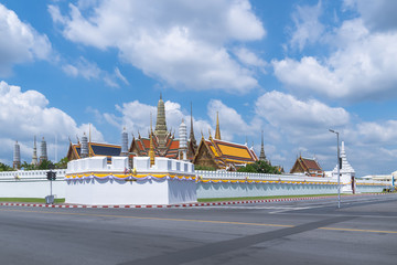 Wat Phra Kaew or the Temple of the Emerald Buddha in Grand Palace within wall and fortress, Bangkok, Thailand