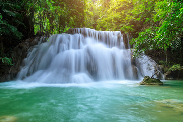 Fototapeta na wymiar Huai Mae Khamin Waterfall level 3, Khuean Srinagarindra National Park, Kanchanaburi, Thailand
