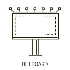 Obraz premium Billboard with lighting icon and outdoor advertising structure and text