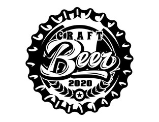 Vector monochrome illustration with metal caps for beer bottles