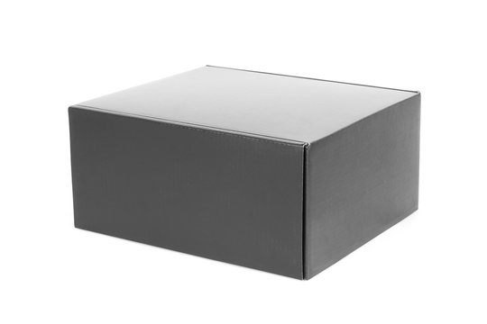 Black cardboard box on a white background