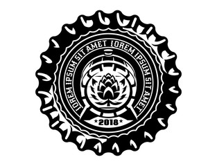 Vector monochrome illustration with metal caps for beer bottles