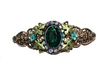 Beautiful Costume Jewellery With Diamonds and Gems on White Background