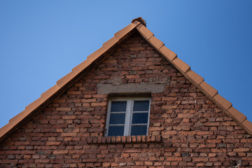 Detail of brick wall building , old window