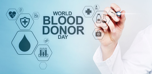 Obraz na płótnie Canvas World blood donor's day. Medical concept on screen.
