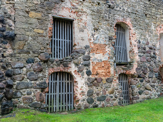 wall with old ruins and windows