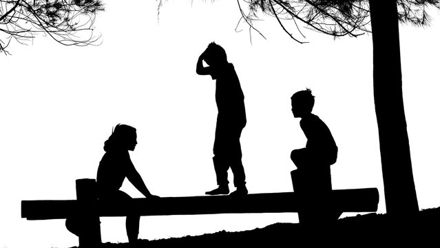Black and white of peope silhouette