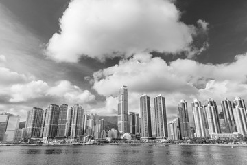 Skyline and harbor of Hong Kong City