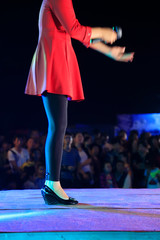 red dress Lady singing on the stage, Tangshan City, Hebei, China