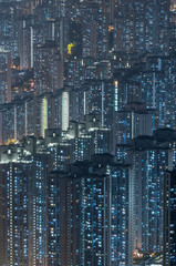 Fototapeta na wymiar Aerial view of high rise residential building in Hong Kong city at night