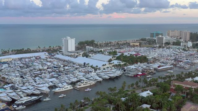 Footage of the Fort Lauderdale boat show stock aerials