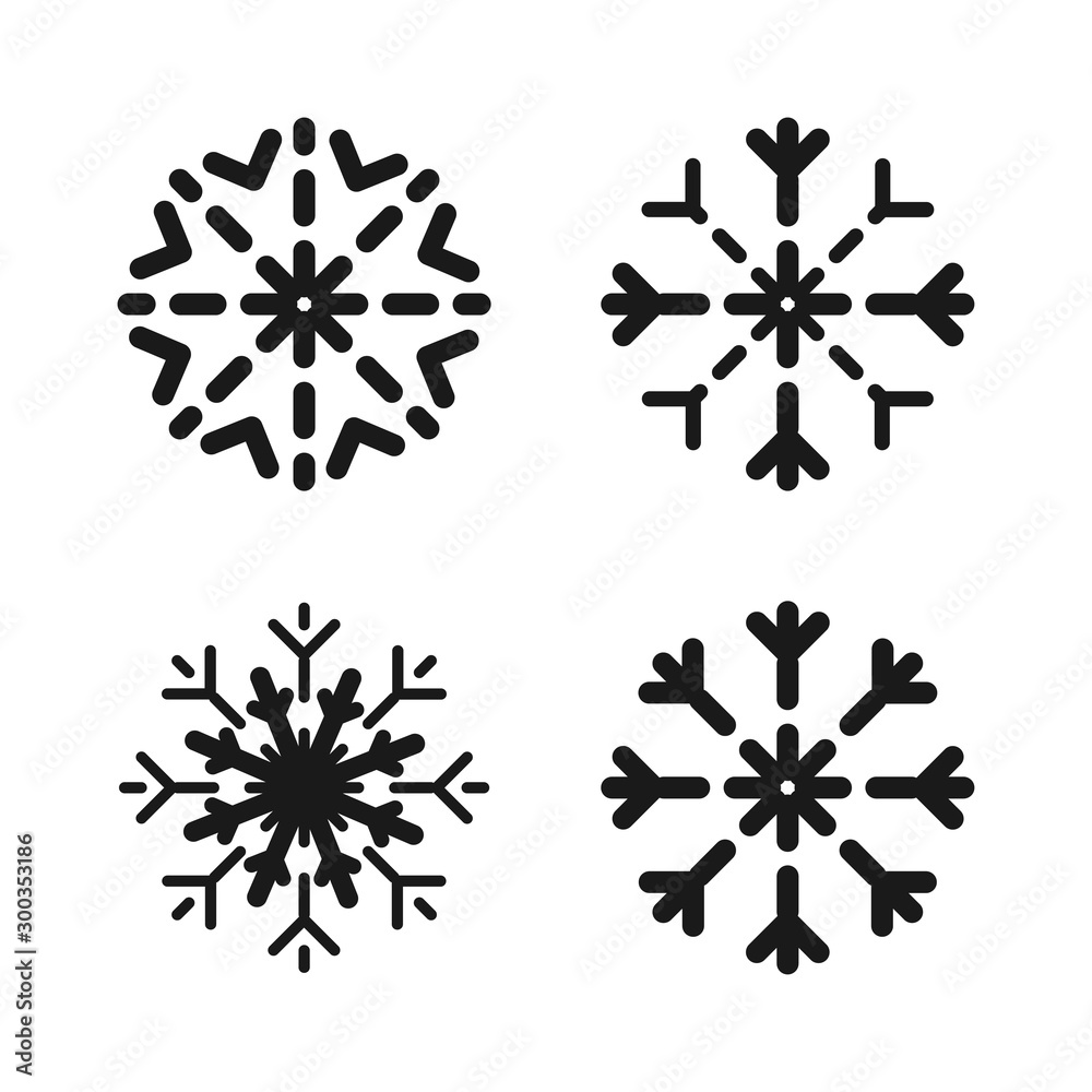 Poster snowflake in trendy flat design. snowflakes vector icons different shape, isolated on white backgrou