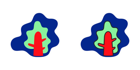 Tree logo flat cartoon decorative icon on white background. isolated vector   illustration.