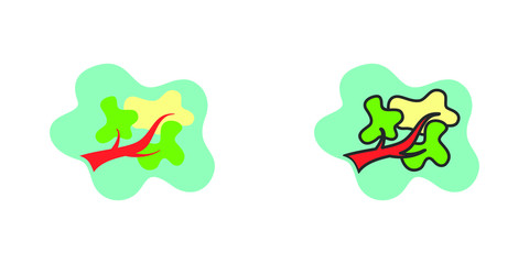 Tree logo flat cartoon decorative icon on white background. isolated vector   illustration.