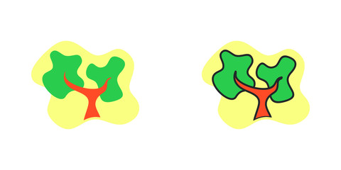 Tree logo flat cartoon decorative icon on white background. isolated vector   illustration.