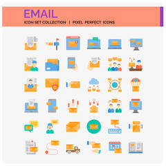 Email Icons Set. UI Pixel Perfect Well-crafted Vector Thin Line Icons. The illustrations are a vector.
