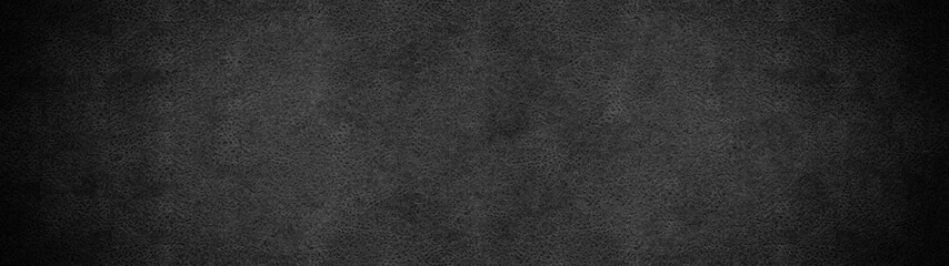 Fototapeta premium old black dark rustic leather - background banner panorama long