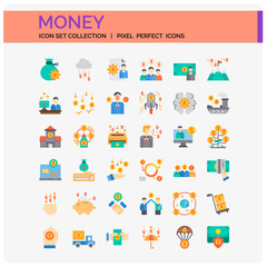 Money Icons Set. UI Pixel Perfect Well-crafted Vector Thin Line Icons. The illustrations are a vector.