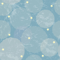 Seamless Pattern with colorful transparent balls and stars
