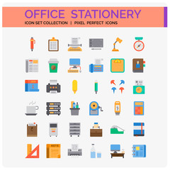 Office Stationery Icons Set. UI Pixel Perfect Well-crafted Vector Thin Line Icons. The illustrations are a vector.