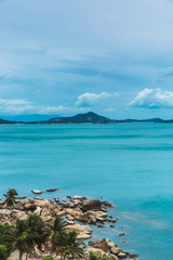 View to the ocean with cloudy sky from view point in Ko Samui, Thailand