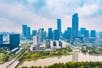 Fototapeta premium City scenery of Ningbo New Development Zone, Zhejiang, China