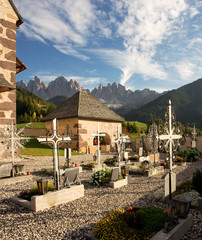 St Magdalena Cemetary, Val di Funes, Dolomites, Italy