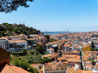 Naklejka premium View from Miradouro da Graça to the old town of Lisbon, Lisbon, Portugal