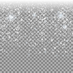 Realistic falling snow or snowflakes. Isolated background. Vector