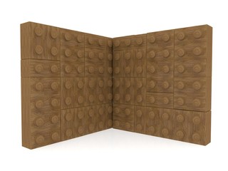 Abstract wall made of wood toy bricks