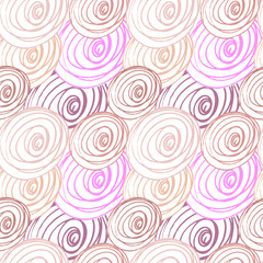 Pink vector seamless pattern. Hand painted lines, rounds and circles on white background.
