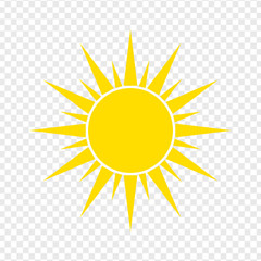 Flat sun Icon. Summer pictogram on transparent background. Sunlight symbol. Vector illustration, EPS10