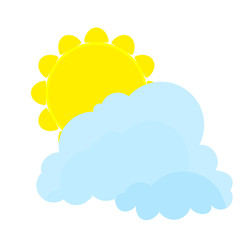 Flat sun and cloud Icon. Summer pictogram on white background. Sunlight symbol. Vector illustration, EPS10