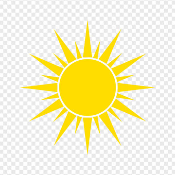 Flat sun Icon. Summer pictogram on transparent background. Sunlight symbol. Vector illustration, EPS10