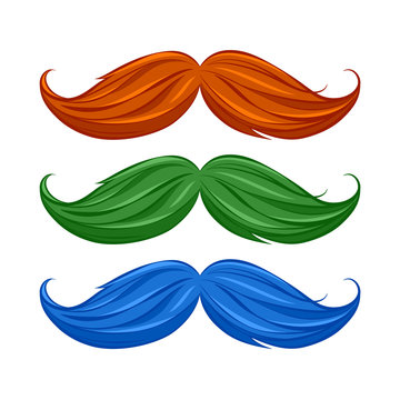 Colorful mustaches background poster. Men's health concept.