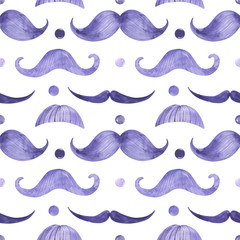 seamless pattern watercolor moustache movember gentleman man