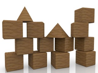 Wooden toy block construction